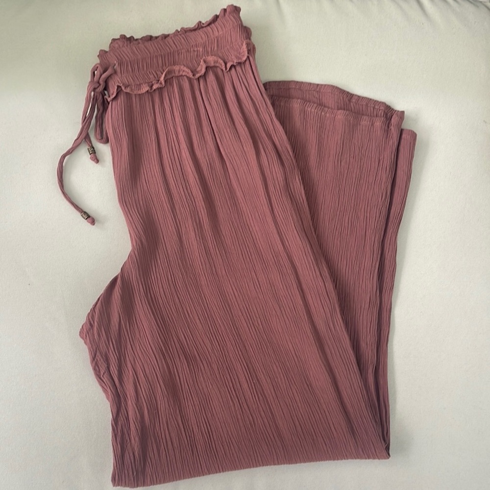Wide-Leg Pants with Elastic Waistband - Yarn & Sea